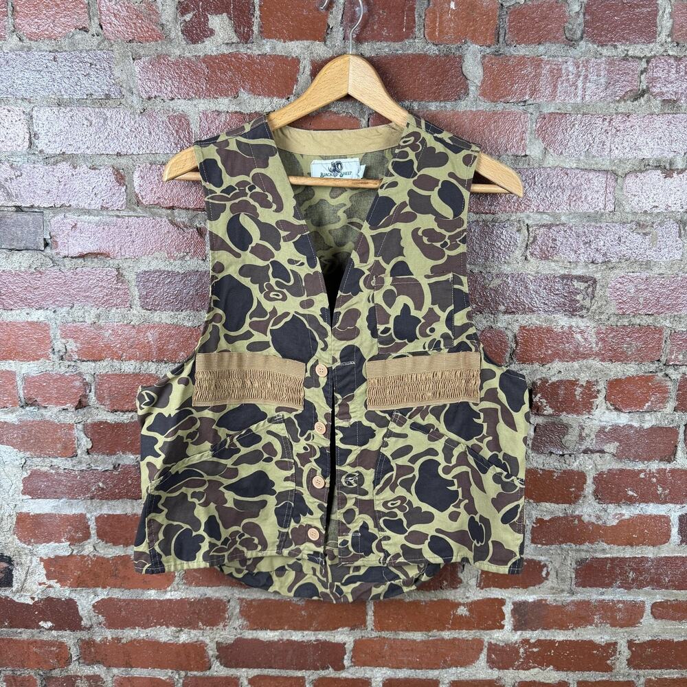 Vintage Black Sheep Vest Mens Large Green Duck Camo Hunting Canvas Outdoor Field